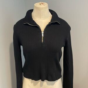 John Galt PacSun Ribbed Long Sleeve Zipper Collared Top Size S